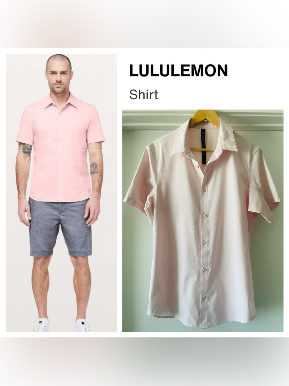 LULULEMON Athletica NWOT Men’s Down To The Wire Stretch Short Sleeve Shirt -Pink